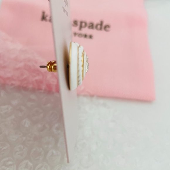 🌷NEW🌷Kate Spade New York Know The Ropes Mixed Media Studs Earrings, White - Picture 12 of 15